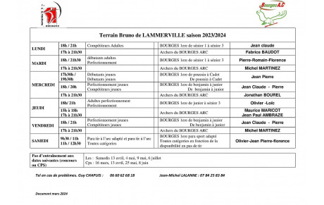 horaires terrain exterieur